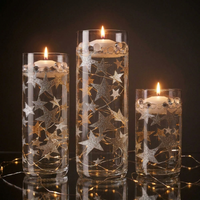 50 Floating Silver Stars Glitter-Fills Gallons for Your Vases With Transparent Floating Gels Kit+ Option 3 Submersible LED Fairy Lights Strings with Hidable and Submersible Battery