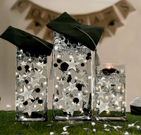 50 Floating Silver Stars Glitter-Fills Gallons for Your Vases With Transparent Floating Gels Kit+Option of Submersible Fairy Lights-Stunning Vase Decorations