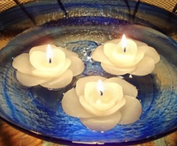 3" Off White/Ivory Flower Floating Candles. Set of 3 Candles-Unscented