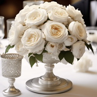 7 Country Roses - White/Off White - Realistic - Vase Decoration