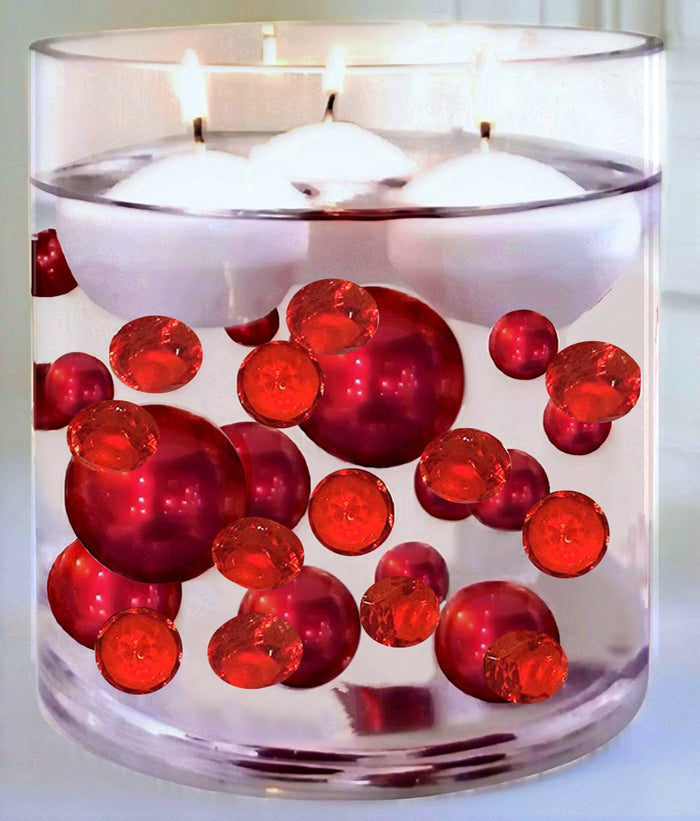 *CLEARANCE* 1 LB. Bright Red Sparkling Diamond Gems - Jumbo Vase Decorations and Table Scatter