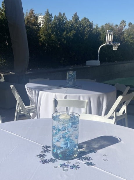 60 Floating Baby Shower- Gender Neutral Colors- Large Vintage Umbrellas- Pacifiers- Safety Pins- Fills 1 Gallon of the Floating Transparent Water Gels for Your Vases- With Exclusive Premeasured Prep Bag-  With Option of 3 Submersible Fairy Lights Strings