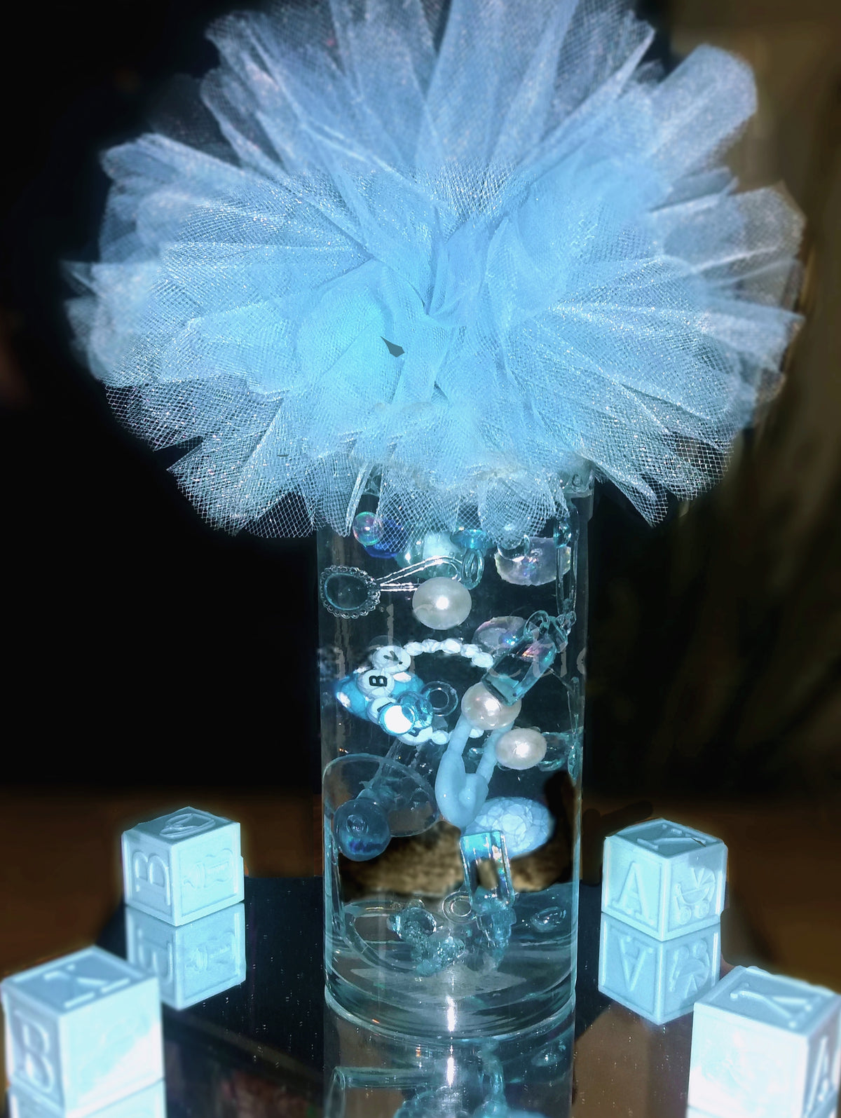 60 Floating Baby Shower- Gender Neutral Colors- Large Vintage Umbrellas- Pacifiers- Safety Pins- Fills 1 Gallon of the Floating Transparent Water Gels for Your Vases- With Exclusive Premeasured Prep Bag-  With Option of 3 Submersible Fairy Lights Strings